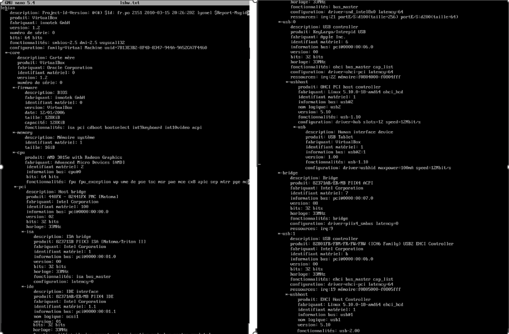 Commande lshw - Identification du matériel système