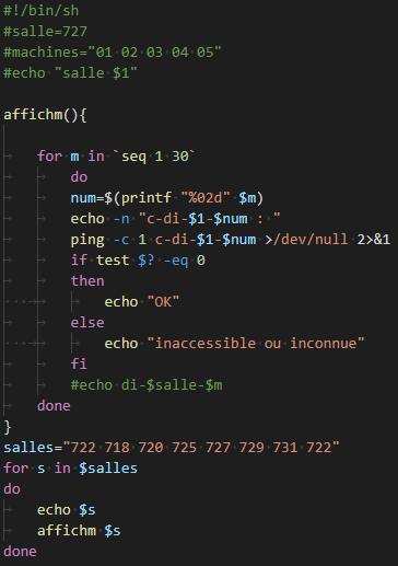Script shell pingsalles.sh