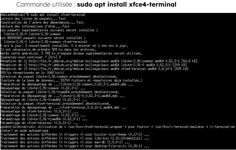 Installation d'un nouveau terminal 